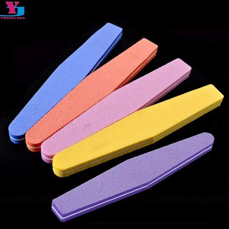 Professionelle Nagelfeilen 10 Stück Polieren Slim Crescent 100/180 Nail Beauty Tools Diamant Spong Block Polissoir Ongles Nagelwerkzeug