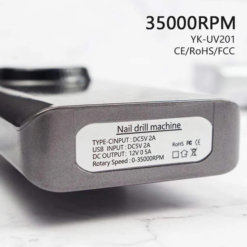 35000 U/min Wiederaufladbare tragbare Nagelbohrmaschine Elektrische Nagelfeile Manikürebohrer Set Beruf Nagelwerkzeuge für Nagelstudio