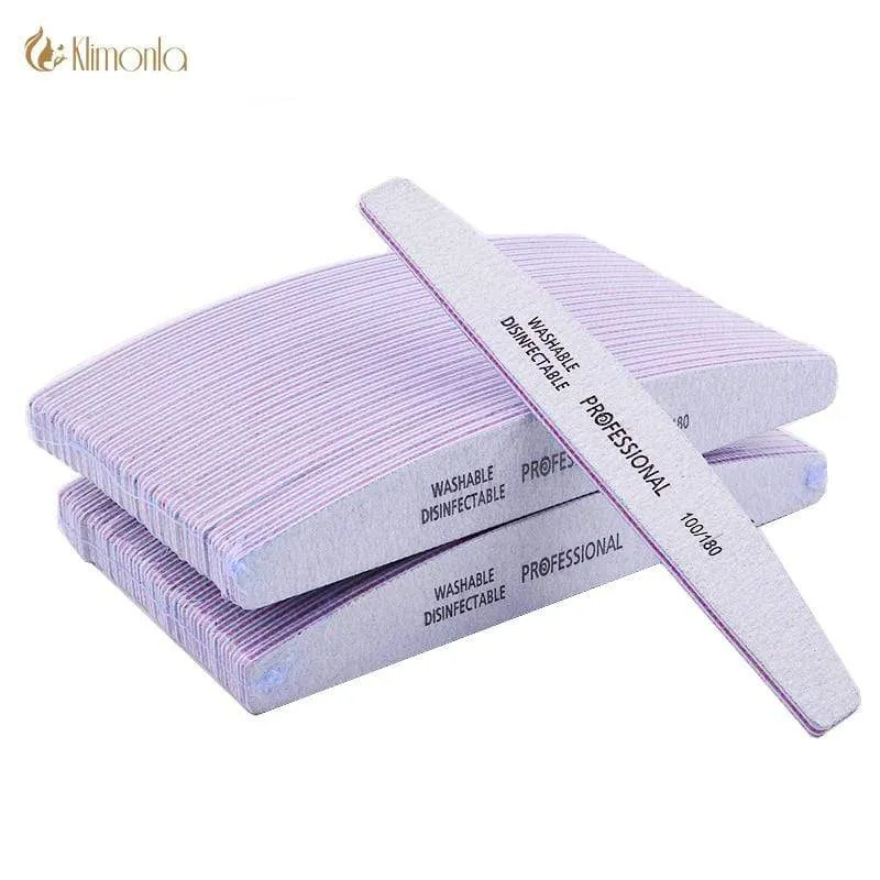 50 STÜCKE Großhandel Grau Nail Art File 100/180 Puffer Nail Art Schleifdateien Salon Maniküre UV Gel Spitze Pediküre Werkzeug Lime a ongle