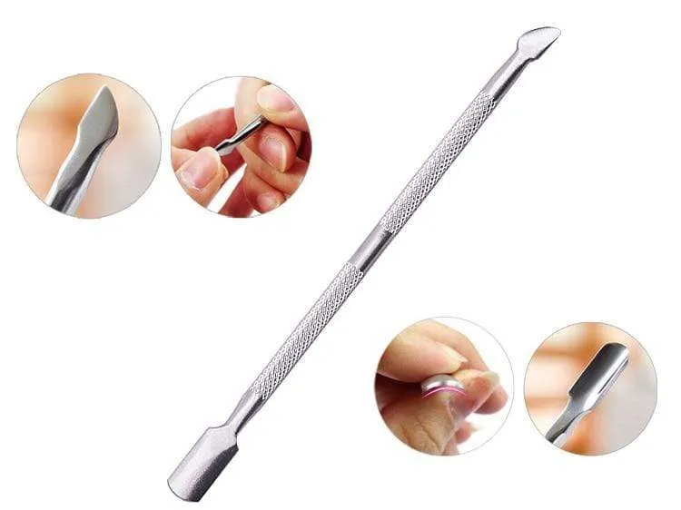 4 Stück/Set doppelseitiger Nagelhautschieber aus Stahl, Entferner für abgestorbene Haut, Maniküre-Reiniger, Pflege-Nagelkunst-Werkzeug, alles für Maniküre-Set