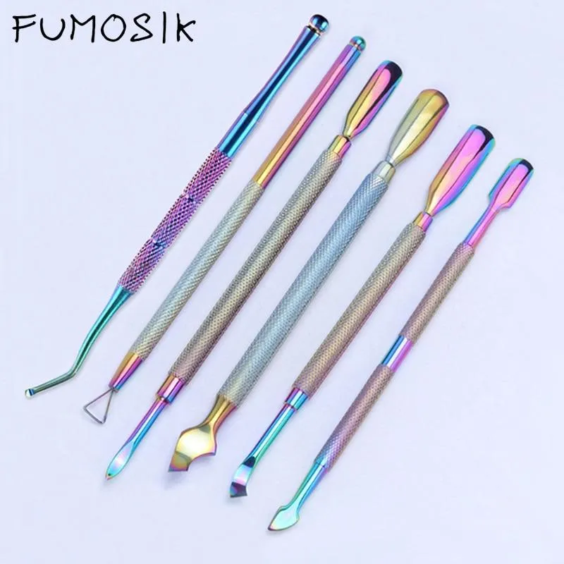 21 Stil Regenbogen Edelstahl Nagel Häutchenschieber Pinzette Nail Art Dateien UV Gel Nagellack entfernen Maniküre Pflege Groove Clean Tool