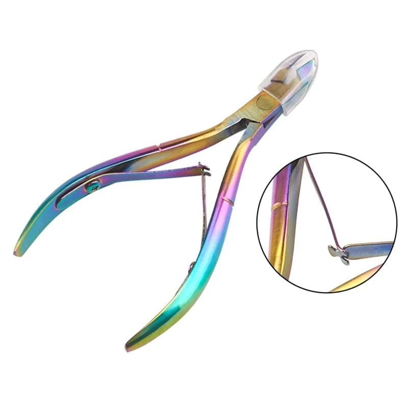 21 Stil Regenbogen Edelstahl Nagel Häutchenschieber Pinzette Nail Art Dateien UV Gel Nagellack entfernen Maniküre Pflege Groove Clean Tool