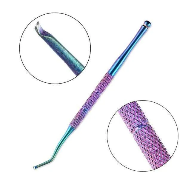 21 Stil Regenbogen Edelstahl Nagel Häutchenschieber Pinzette Nail Art Dateien UV Gel Nagellack entfernen Maniküre Pflege Groove Clean Tool