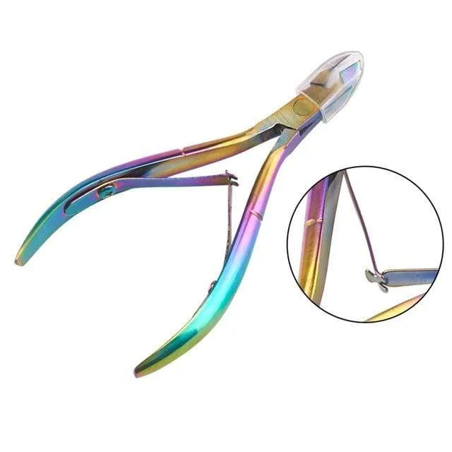 21 Stil Regenbogen Edelstahl Nagel Häutchenschieber Pinzette Nail Art Dateien UV Gel Nagellack entfernen Maniküre Pflege Groove Clean Tool