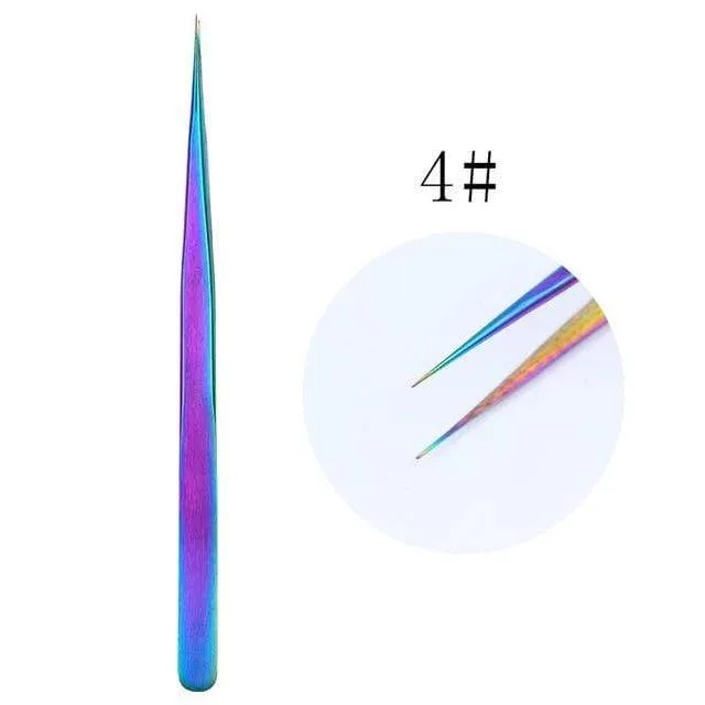 21 Stil Regenbogen Edelstahl Nagel Häutchenschieber Pinzette Nail Art Dateien UV Gel Nagellack entfernen Maniküre Pflege Groove Clean Tool