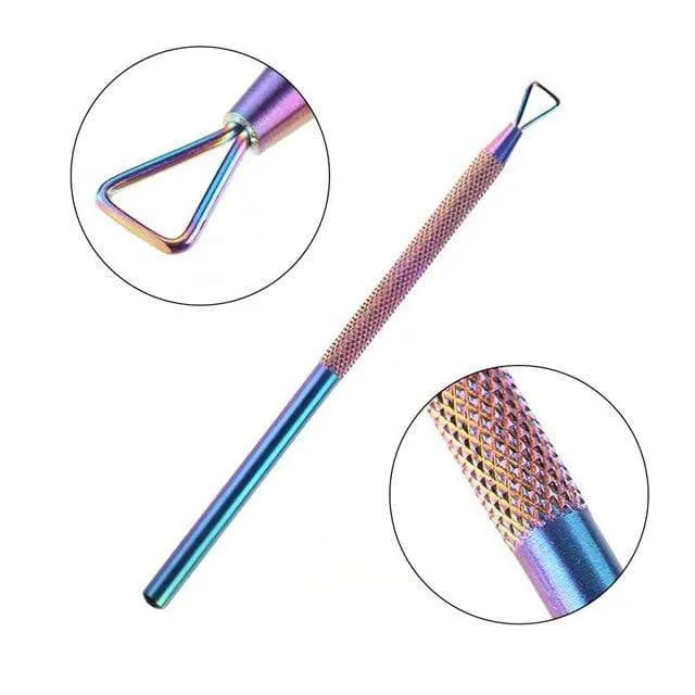 21 Stil Regenbogen Edelstahl Nagel Häutchenschieber Pinzette Nail Art Dateien UV Gel Nagellack entfernen Maniküre Pflege Groove Clean Tool