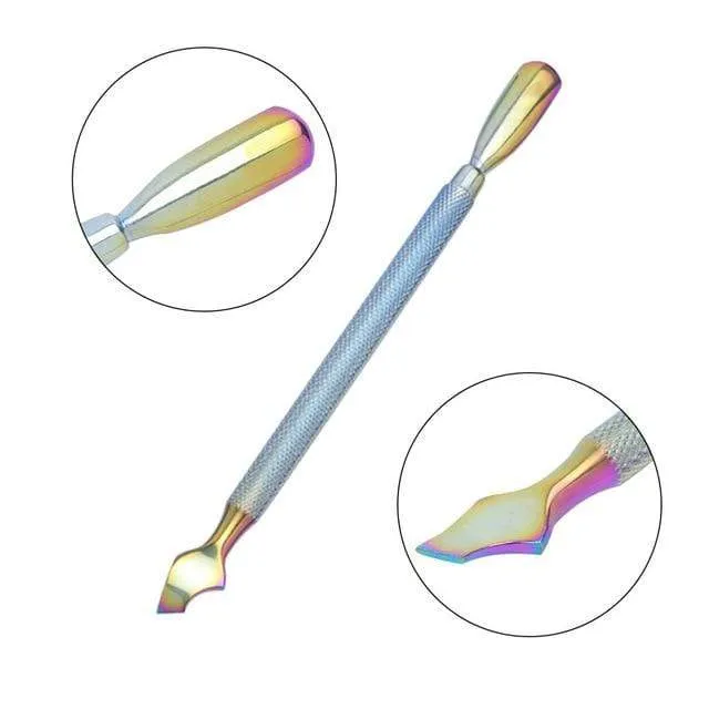 21 Stil Regenbogen Edelstahl Nagel Häutchenschieber Pinzette Nail Art Dateien UV Gel Nagellack entfernen Maniküre Pflege Groove Clean Tool