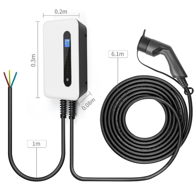 EV-Ladestation 16A Typ 2 Elektrofahrzeug-Autoladegerät EVSE Wallbox Ladekabel IEC 62196-2 Level 2 Ladegerät 3.6 KW