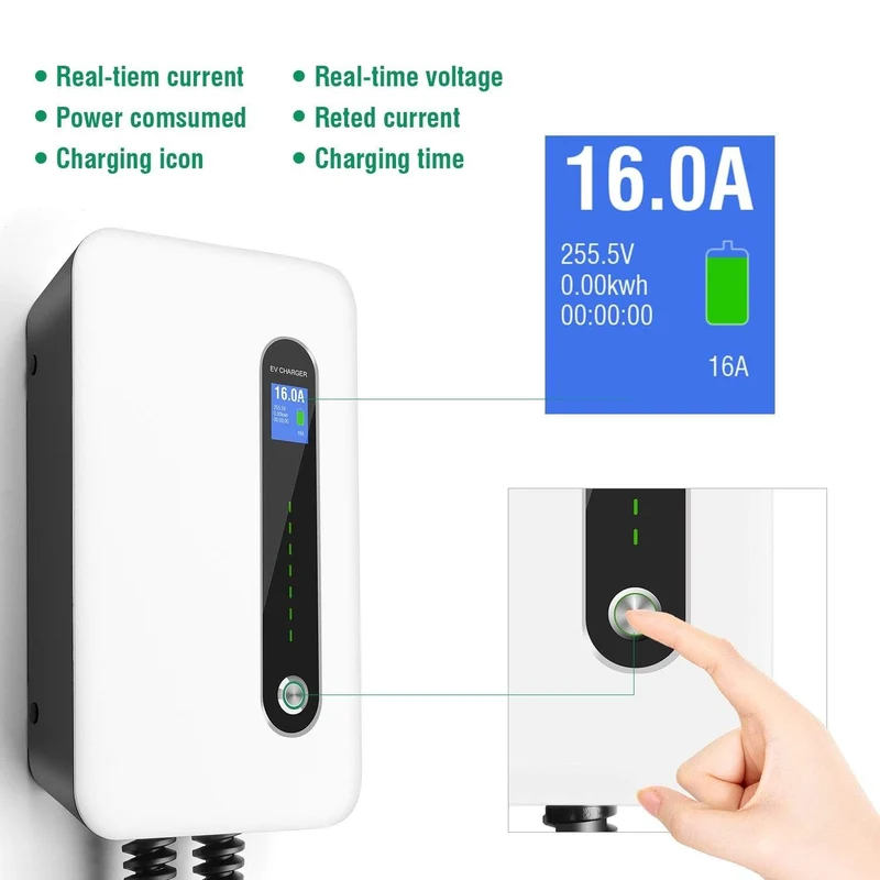 EV-Ladestation 16A Typ 2 Elektrofahrzeug-Autoladegerät EVSE Wallbox Ladekabel IEC 62196-2 Level 2 Ladegerät 3.6 KW