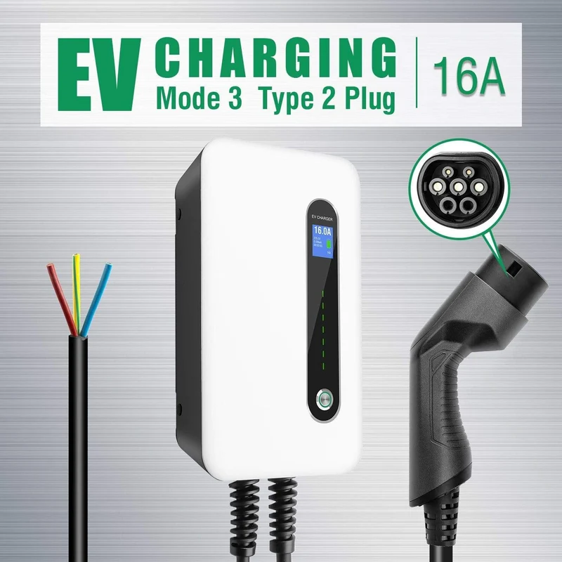 EV-Ladestation 16A Typ 2 Elektrofahrzeug-Autoladegerät EVSE Wallbox Ladekabel IEC 62196-2 Level 2 Ladegerät 3.6 KW