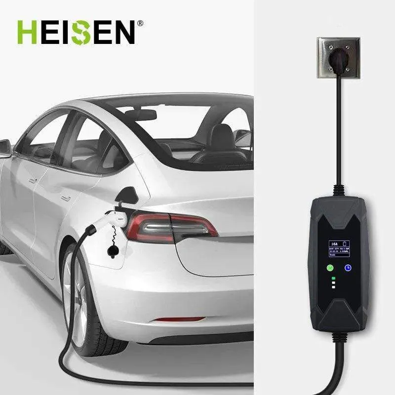 HEISEN 16A einstellbar Typ 2 Einstellbarer EU Elektroauto Iec 62196 EV Ladegerät Controller
