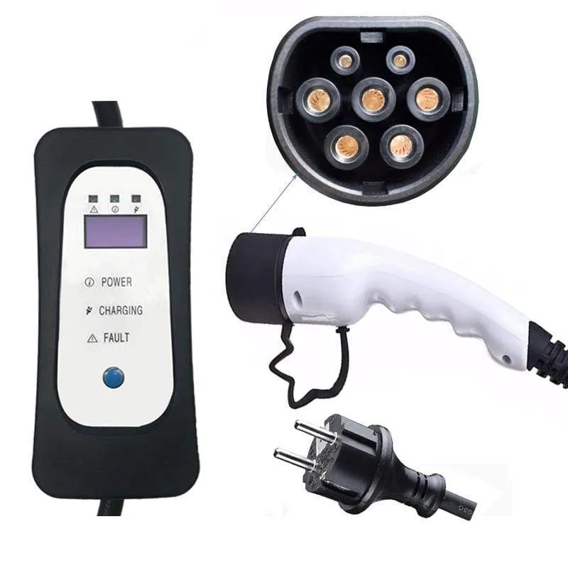 Typ 2 Mennekes EV-Ladegerät mit Schuko-Stecker, EVSE-Ladekabel, 5 Meter langes EV-Ladekabel für den Heimgebrauch für Elektroautos