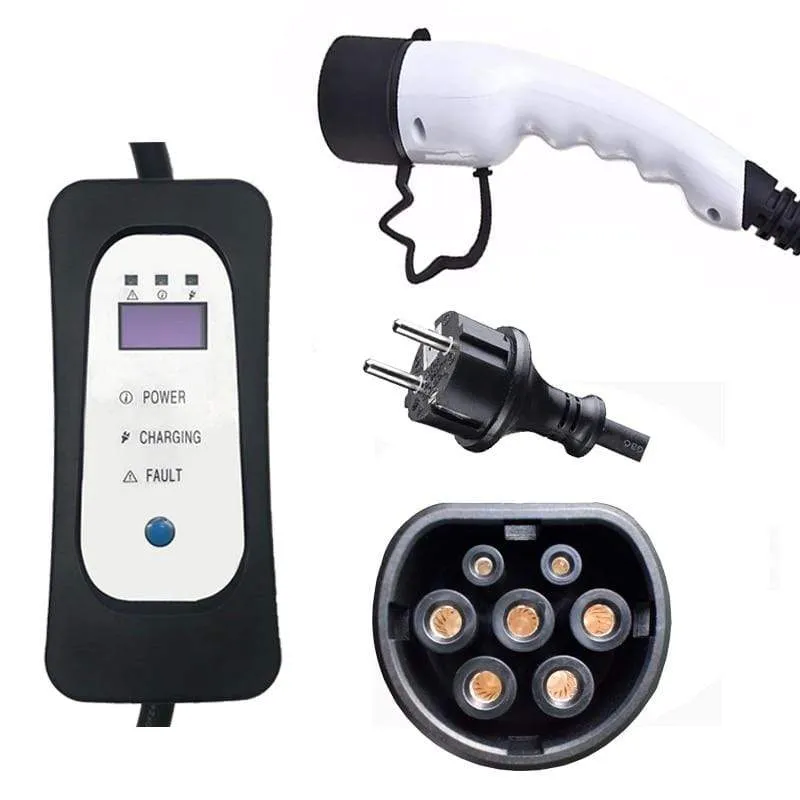 Typ 2 Mennekes EV-Ladegerät mit Schuko-Stecker, EVSE-Ladekabel, 5 Meter langes EV-Ladekabel für den Heimgebrauch für Elektroautos
