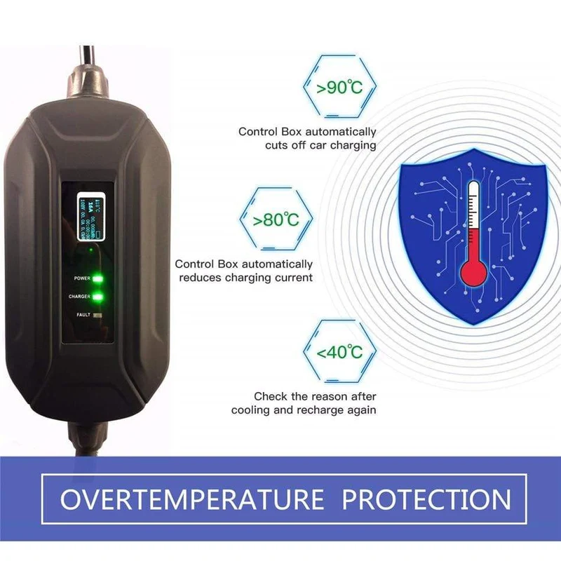 16A Typ 2 tragbarer EV-Ladegerät-Adapter IEC62196 Konverter EVSE Heim-Ladestation für Elektrofahrzeuge, einphasig, 220–250 V