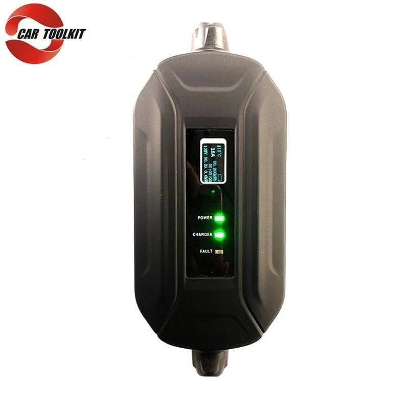 16A Typ 2 tragbarer EV-Ladegerät-Adapter IEC62196 Konverter EVSE Heim-Ladestation für Elektrofahrzeuge, einphasig, 220–250 V