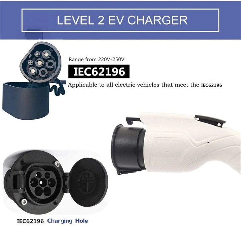 16A Typ 2 tragbarer EV-Ladegerät-Adapter IEC62196 Konverter EVSE Heim-Ladestation für Elektrofahrzeuge, einphasig, 220–250 V