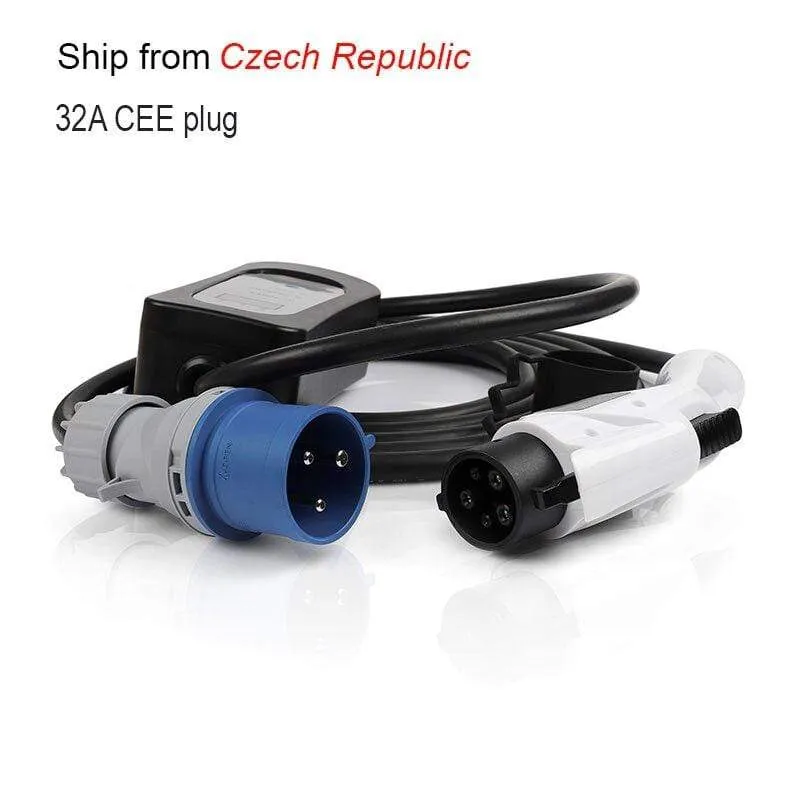 EVSE 32a EV-Ladegerät für Elektrofahrzeuge, tragbares Ladekabel, umschaltbar 10/13/16/32 A mit CEE-Stecker