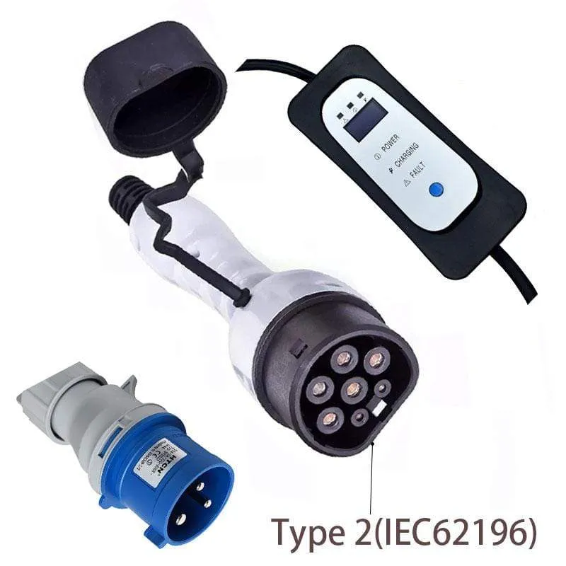 EVSE 32a EV-Ladegerät für Elektrofahrzeuge, tragbares Ladekabel, umschaltbar 10/13/16/32 A mit CEE-Stecker