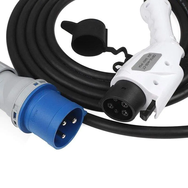 EVSE 32a EV-Ladegerät für Elektrofahrzeuge, tragbares Ladekabel, umschaltbar 10/13/16/32 A mit CEE-Stecker
