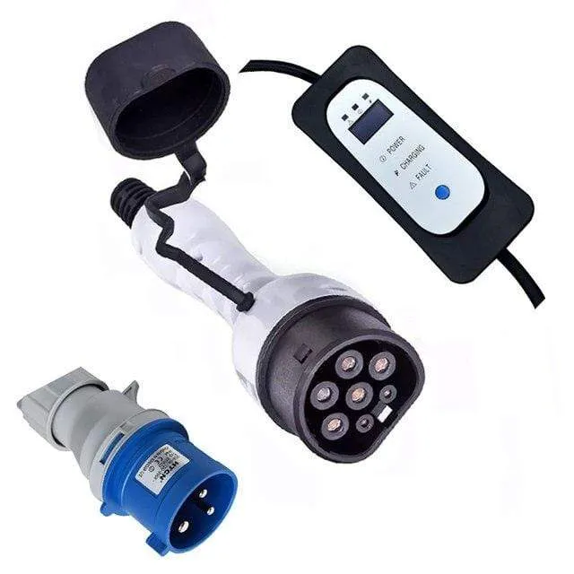 EVSE 32a EV-Ladegerät für Elektrofahrzeuge, tragbares Ladekabel, umschaltbar 10/13/16/32 A mit CEE-Stecker