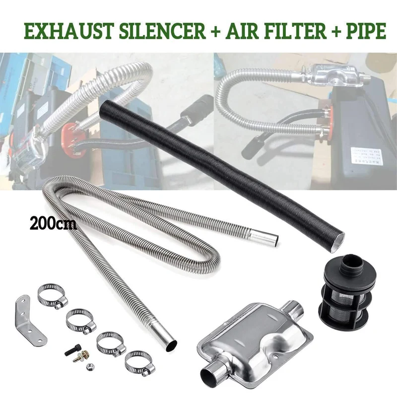 Luftfilter 200 cm Abgasschalldämpfer Rohr Schalldämpfer Halterung Klemmen Schrauben Luftansaugrohre Kit für Luft-Diesel-Heizung