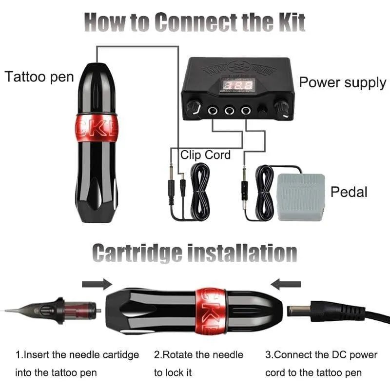 Professionelle Rotary Tattoo Maschine Schweizer Motor Stift Permanent Make-Up Tattoo Maschine Sets Tattoo Power Starke Ruhige Motor Versorgung