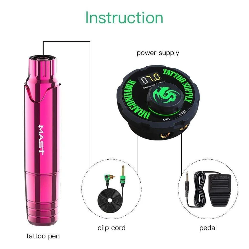Komplette Permanent Make-Up Maschine Mast P10 Eyeliner Augenbrauen Lippen Werkzeuge Tattoo Stift Kit Mini Netzteil für Tattoo Künstler
