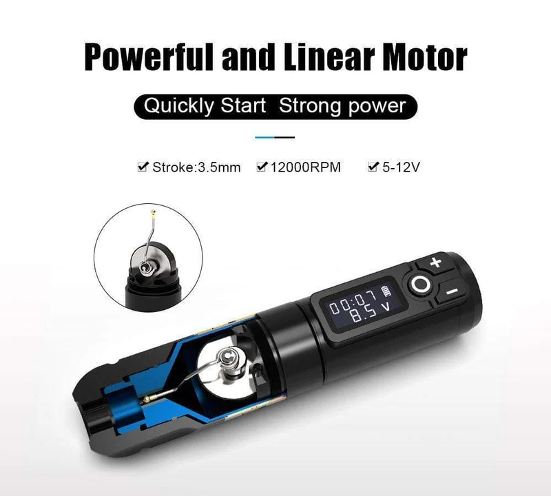 Biomaser Wireless Tattoo Maschine Professioneller Rotary Tattoo Pen Original Deutscher Motor 1800mAh Akku Schnellladung Hub 4.0mm