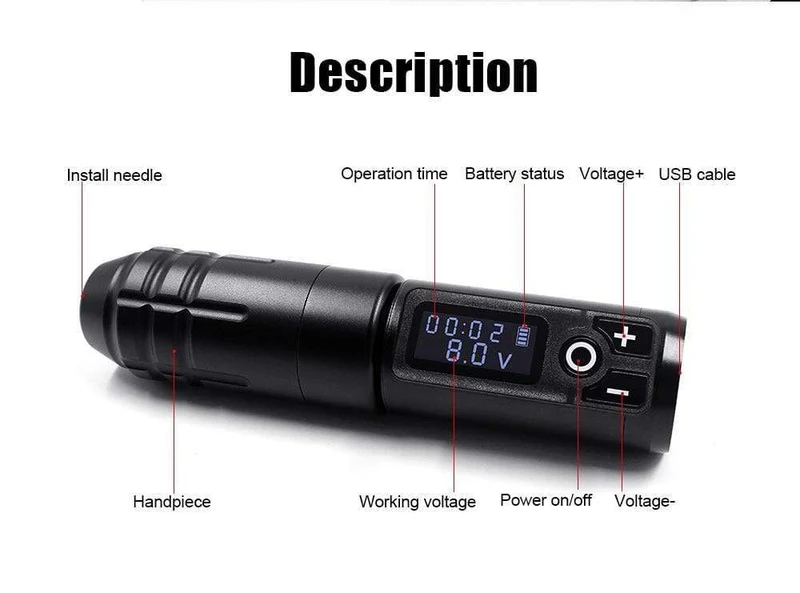 Biomaser Wireless Tattoo Maschine Professioneller Rotary Tattoo Pen Original Deutscher Motor 1800mAh Akku Schnellladung Hub 4.0mm
