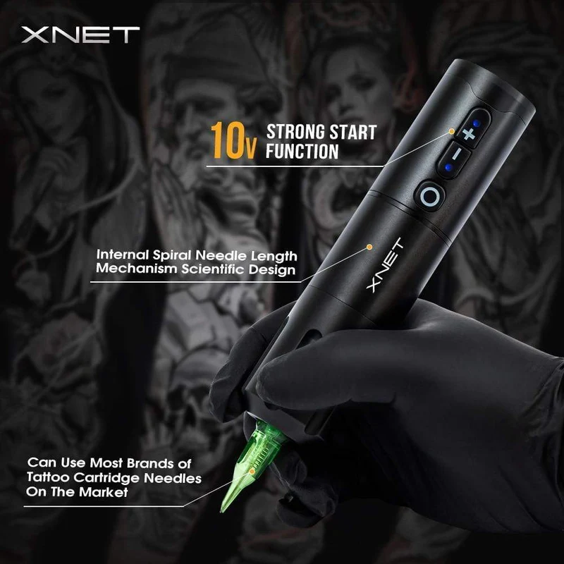 Elite Wireless Tattoo Pen Maschine Leistungsstarker kernloser Gleichstrommotor Schnellladender 2400-mAh-Lithium-Akku für den Körper des Künstlers