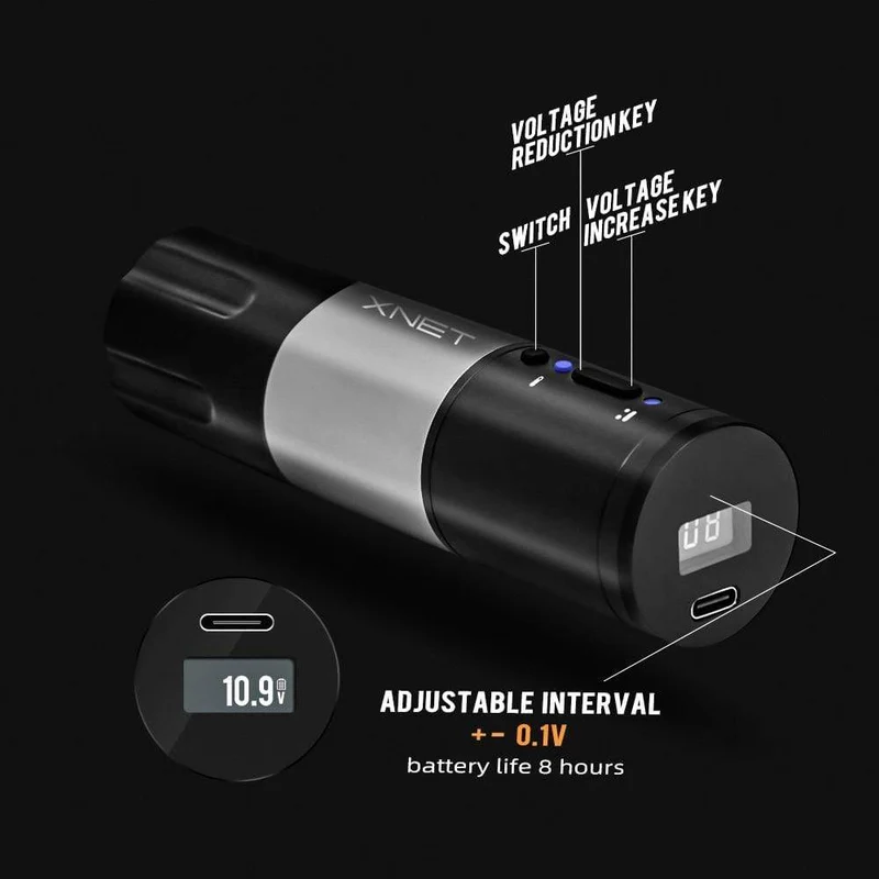 Elite Wireless Tattoo Pen Maschine Leistungsstarker kernloser Gleichstrommotor Schnellladender 2400-mAh-Lithium-Akku für den Körper des Künstlers