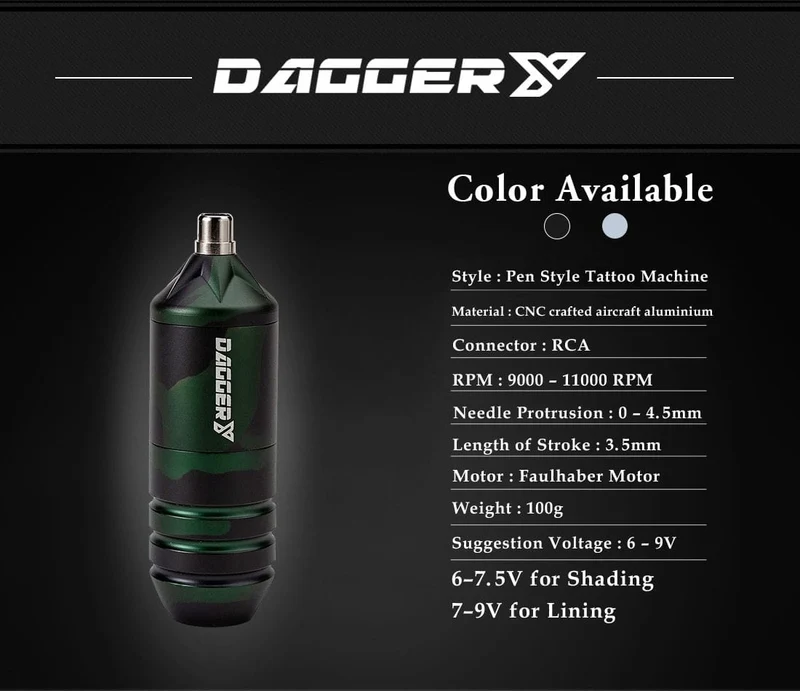 EZ Dolch Y FAULHABER Motor Cartridge Tattoo Maschine Pen Lining Shading für Cartridge Nadel mit 1 Stück EZ Master Clip Cord