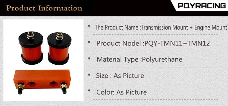 PQY - Motor-Getriebehalterungen aus Polyurethan für 89-00 Nissan S13 S14 180SX 200SX 240SX SR20 KA24