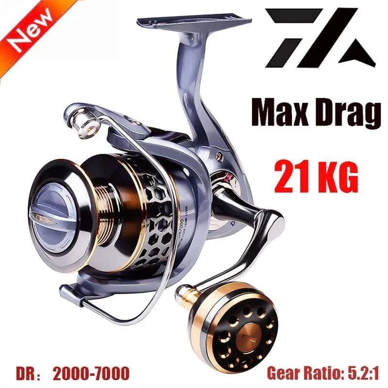 Max Drag 21KG Spule Angelrolle Getriebe 5.2:1 Verhältnis High Speed ​​Spinning Reel Casting Reel Karpfen Für Salzwasser