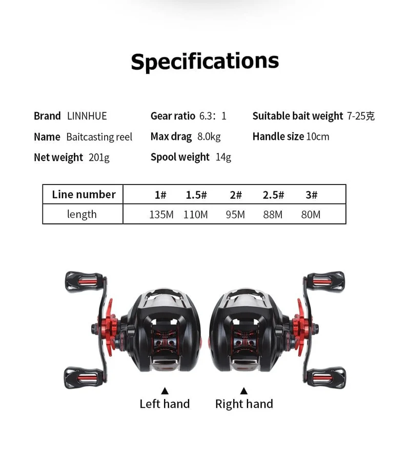 Baitcastingrolle BT2000 8 kg Drag SFS Doppelbremssystem Salzwasserrolle 6.3:1 Hochgeschwindigkeits-Metall-Ersatzspule Angelrolle