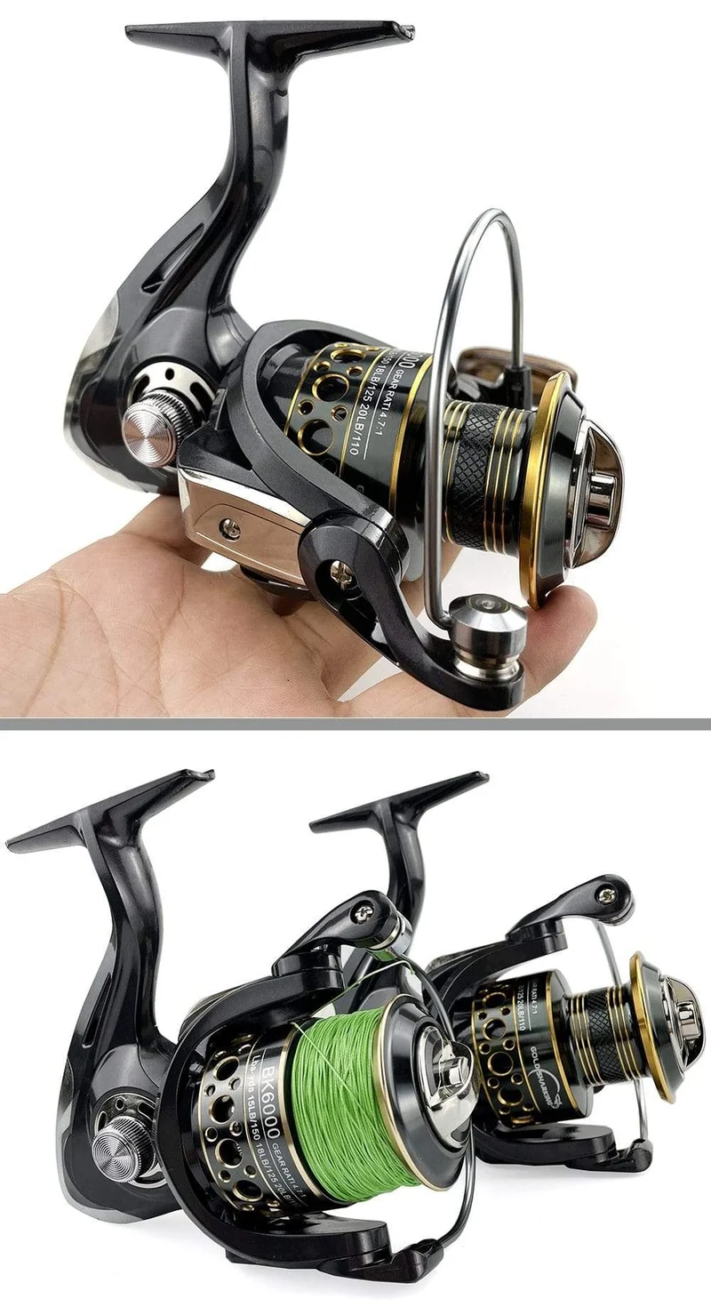 Angeln Spinnrolle Metallspule 5.2:1/4.7:113BB Kugellager Karpfen Angelrolle BK2000-7000 Metal Line Cup Sea Tackle