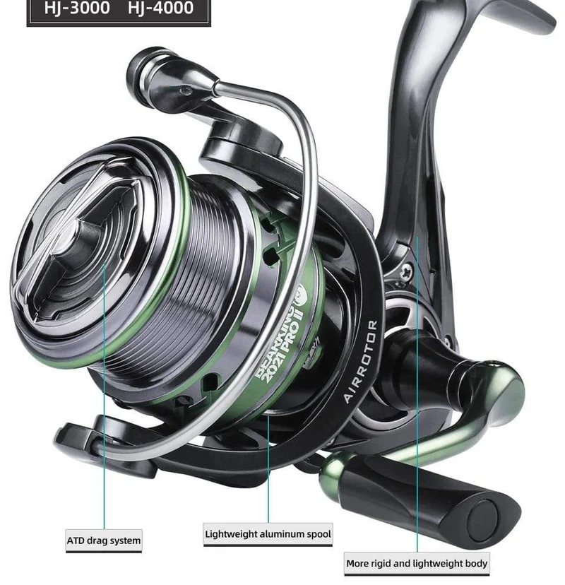 HJ Serie 7BB Edelstahllager 6.2:1 Angelrolle Drag System 17lbs Max Power Spinnrad Angelspule