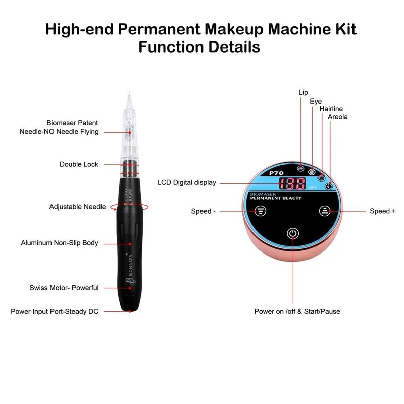 Mini Permanent Tattoo Make-Up Maschine Kit mit Nadeln Patronen Digitale Maschine forKit Augenbraue Lip Eyeliner