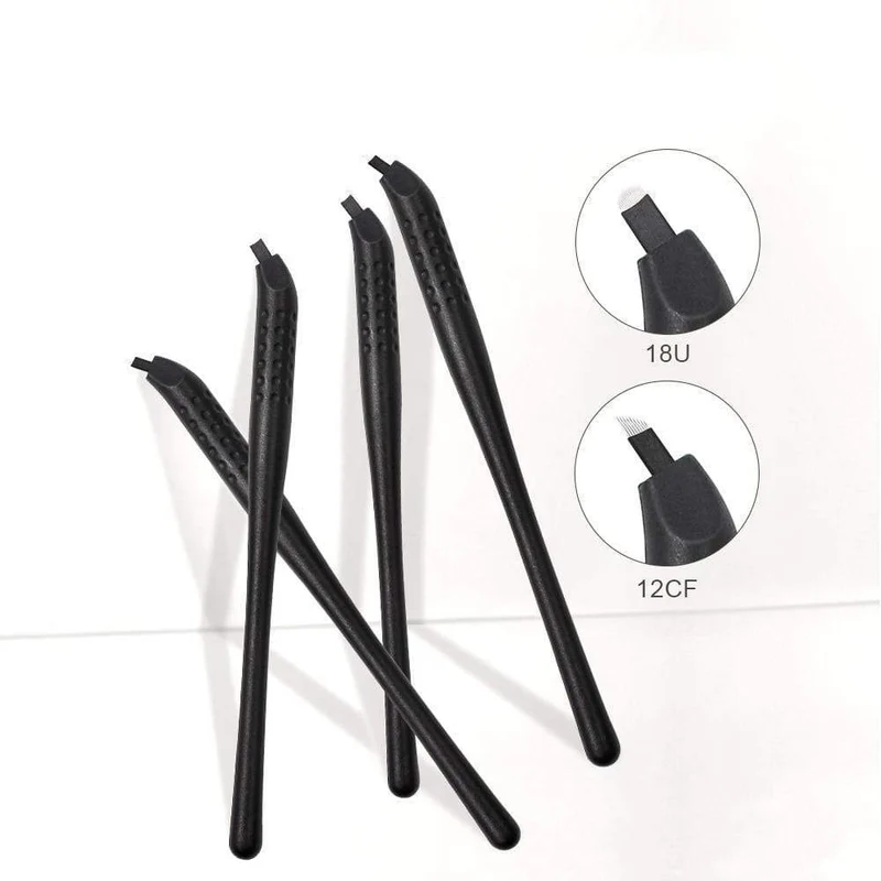 Einweg-Microblading-Stift mit 18U 12CF-Nadeln Permanent Make-up Bestickte Augenbrauen Tattoo Manueller Stift Tebori-Maschine