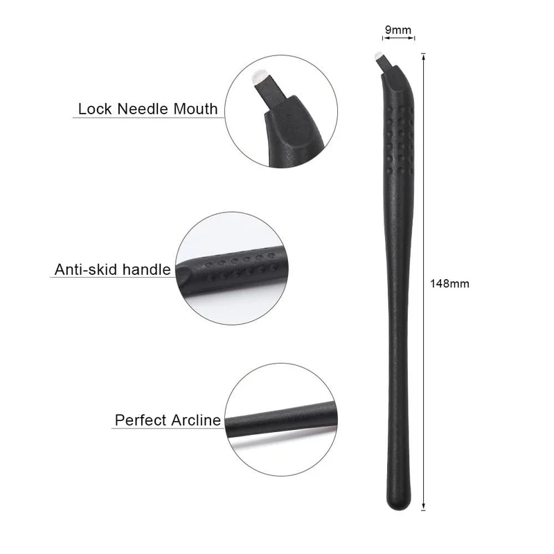 Einweg-Microblading-Stift mit 18U 12CF-Nadeln Permanent Make-up Bestickte Augenbrauen Tattoo Manueller Stift Tebori-Maschine