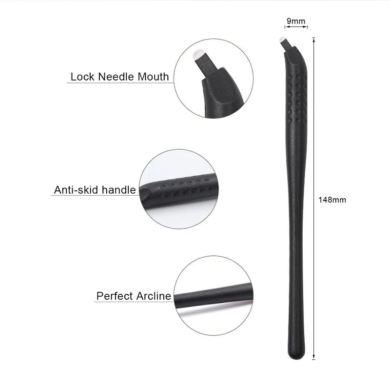 Einweg-Microblading-Stift mit 18U 12CF-Nadeln Permanent Make-up Bestickte Augenbrauen Tattoo Manueller Stift Tebori-Maschine