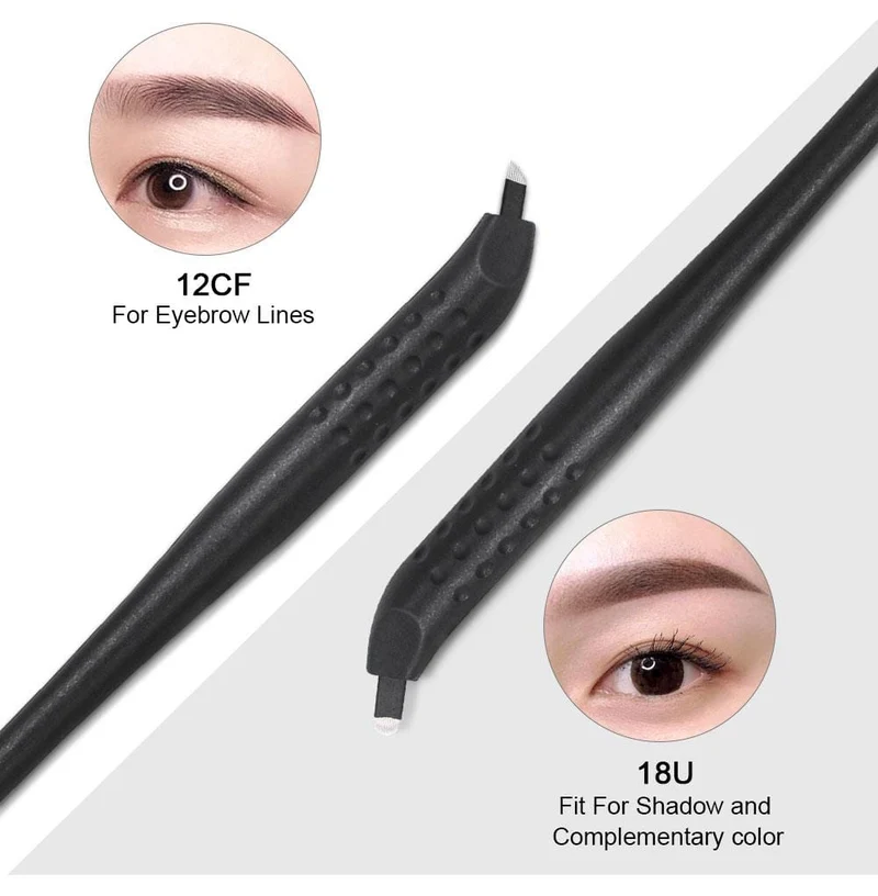 Einweg-Microblading-Stift mit 18U 12CF-Nadeln Permanent Make-up Bestickte Augenbrauen Tattoo Manueller Stift Tebori-Maschine