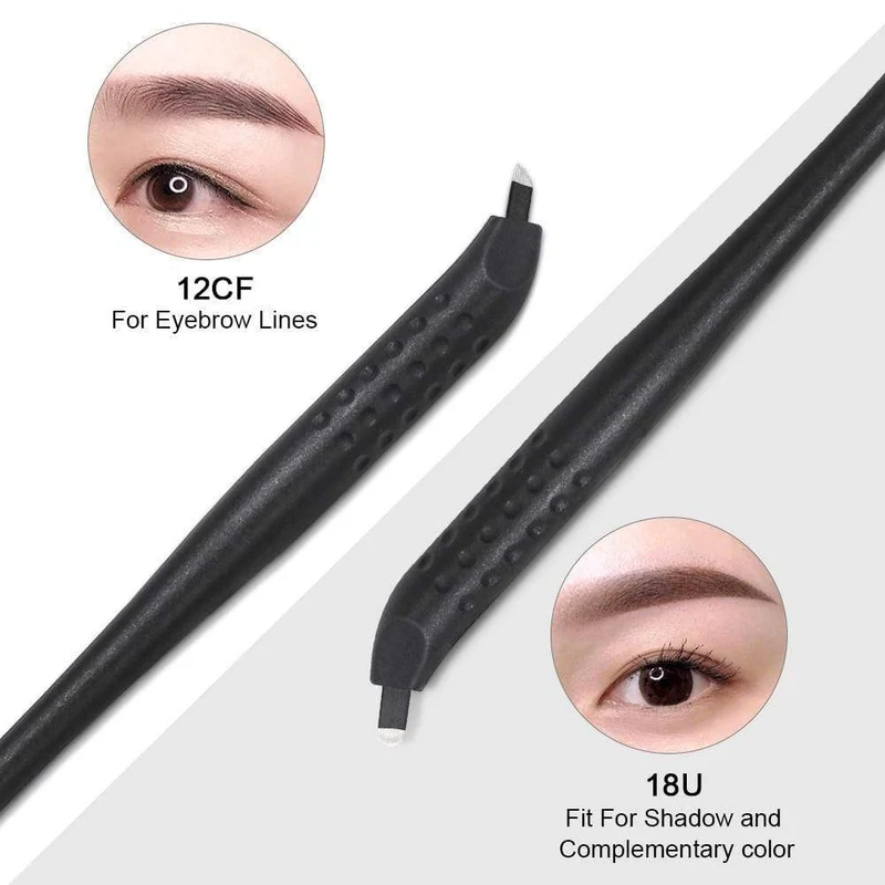Einweg-Microblading-Stift mit 18U 12CF-Nadeln Permanent Make-up Bestickte Augenbrauen Tattoo Manueller Stift Tebori-Maschine