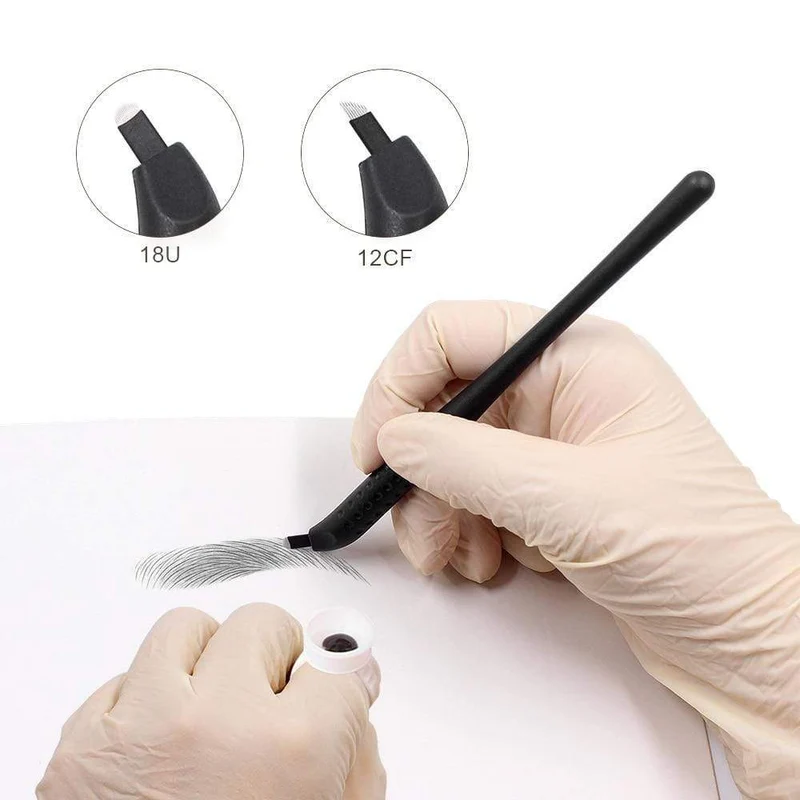 Einweg-Microblading-Stift mit 18U 12CF-Nadeln Permanent Make-up Bestickte Augenbrauen Tattoo Manueller Stift Tebori-Maschine