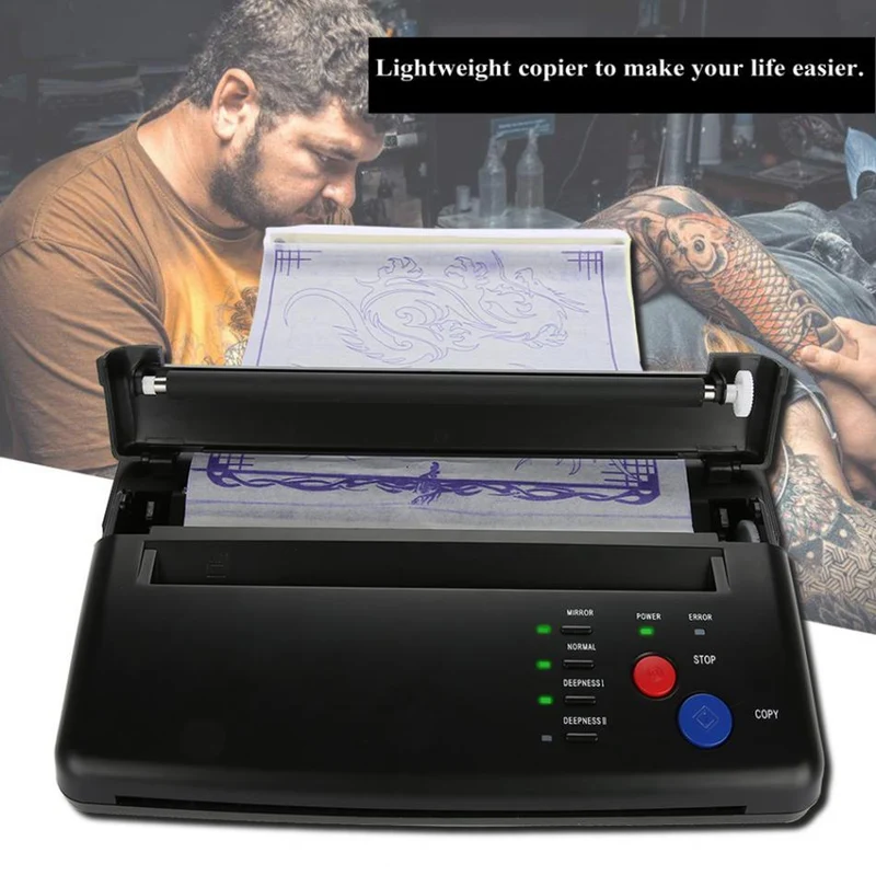 Tattoo-Transfermaschine, Drucker, Zeichnung, Thermo-Schablonenhersteller, Kopierer für Tattoo-Transferpapier, Versorgung mit Permanent-Feuerzeug