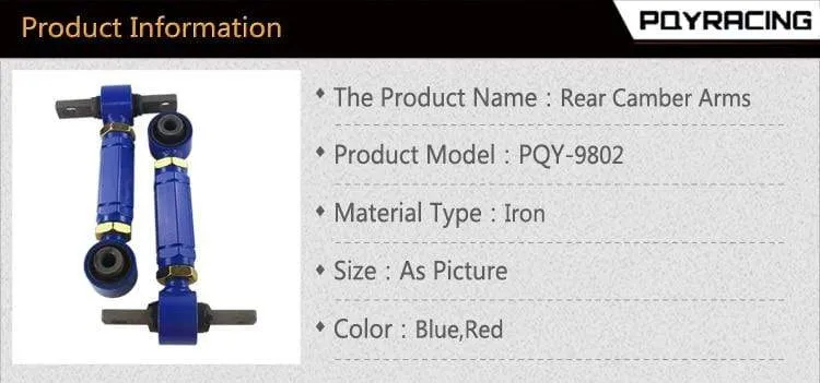 PQY – HINTERER EINSTELLBARER ARM FÜR HONDA CIVIC 92–00 INTEGRA EG HINTERER EINSTELLBARER STURZARM-KIT PQY9802