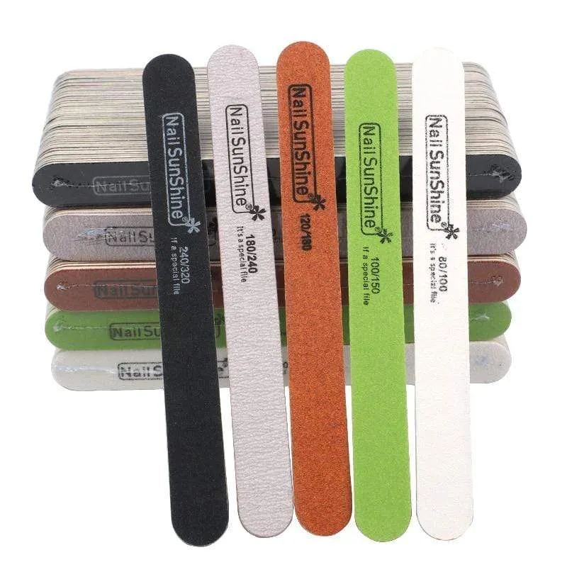 100 Stück starke, dicke Holz-Nagelfeile, Multi-Körnung, Holz-Schleifpapier, Nagelfeile für Maniküre, Polieren, gerade, Limette, Nagel-Werkzeuge