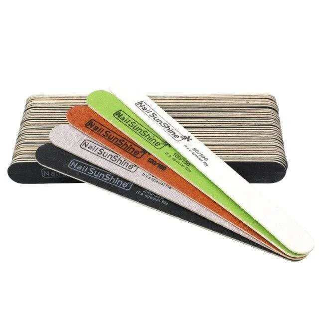 100 Stück starke, dicke Holz-Nagelfeile, Multi-Körnung, Holz-Schleifpapier, Nagelfeile für Maniküre, Polieren, gerade, Limette, Nagel-Werkzeuge