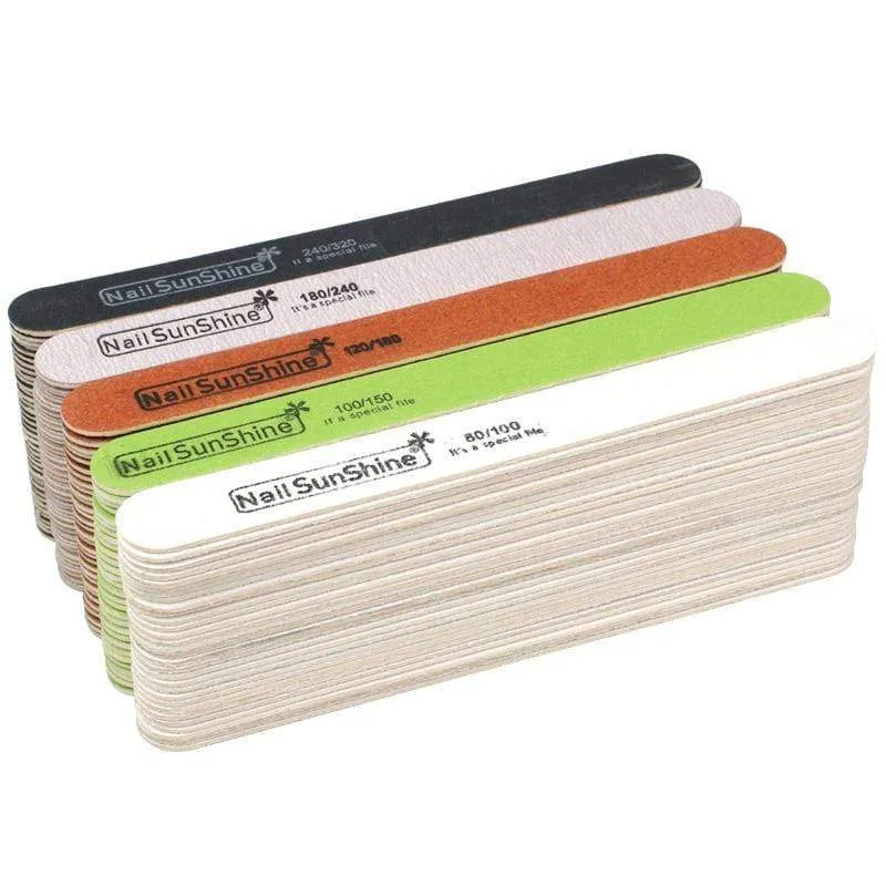 100 Stück starke, dicke Holz-Nagelfeile, Multi-Körnung, Holz-Schleifpapier, Nagelfeile für Maniküre, Polieren, gerade, Limette, Nagel-Werkzeuge