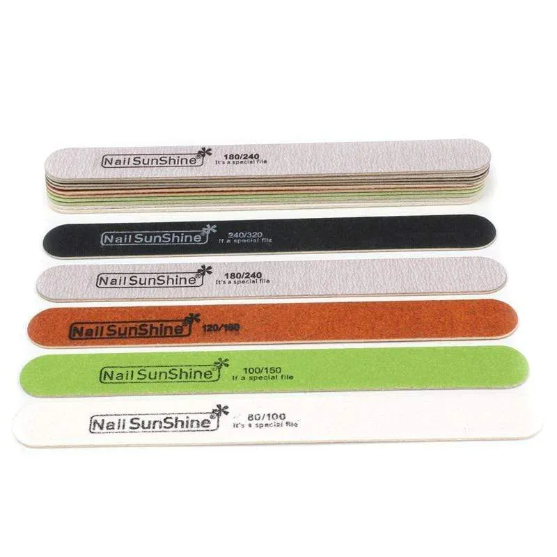 100 Stück starke, dicke Holz-Nagelfeile, Multi-Körnung, Holz-Schleifpapier, Nagelfeile für Maniküre, Polieren, gerade, Limette, Nagel-Werkzeuge